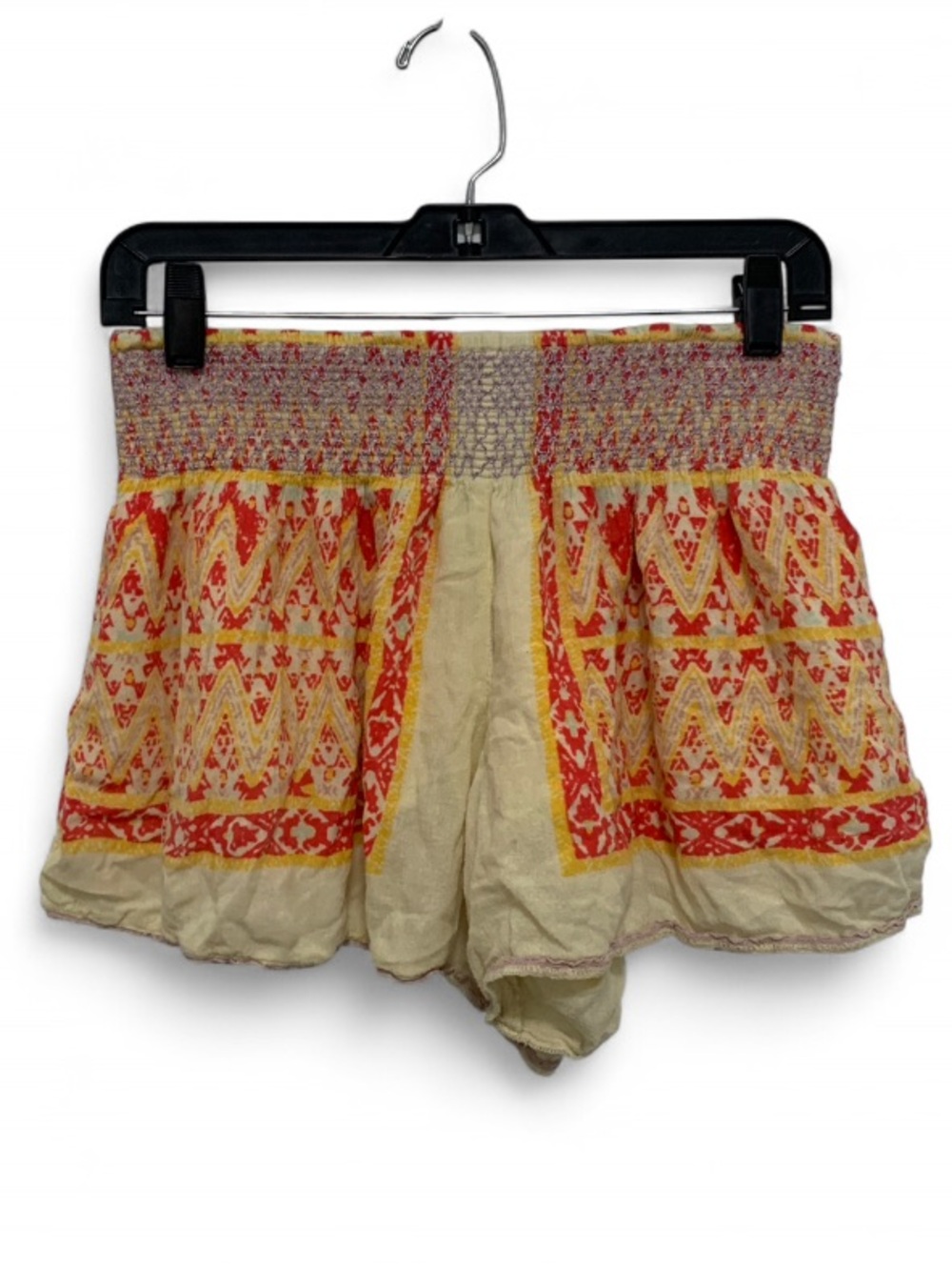 Free People Yellow Boho Print Smocked Waist Shorts